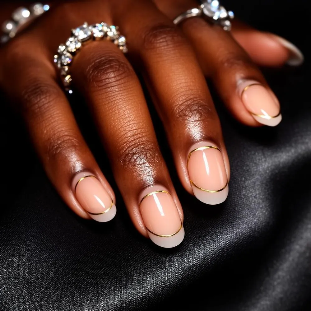 Nude french with gold line