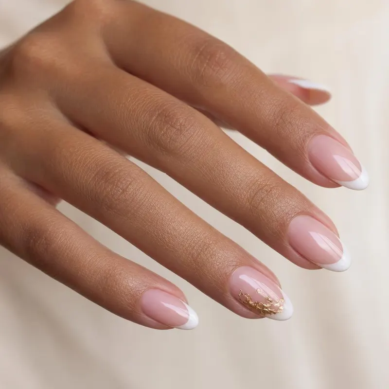 Pink french with gold foil — SuperGel system